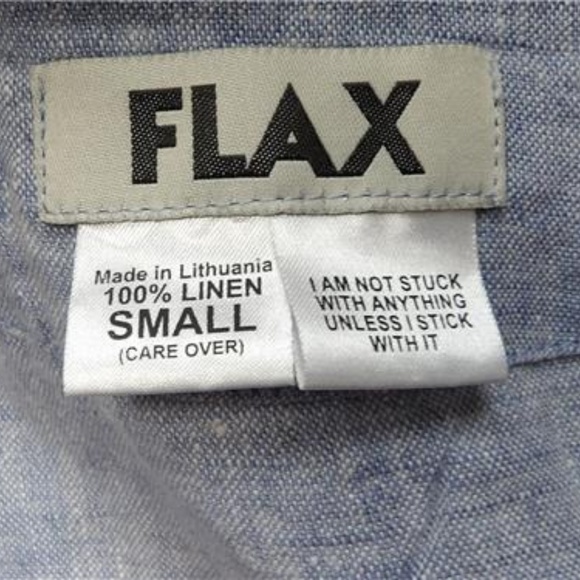 FLAX Jeanne Englehart Top 100% LINEN Blue - Picture 3 of 3